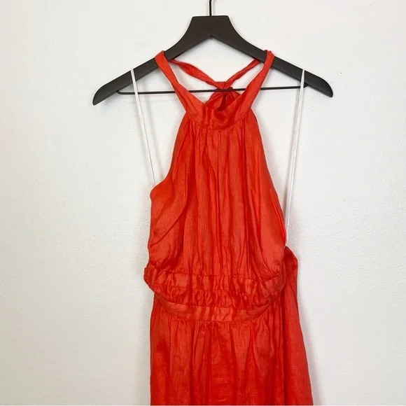 Zimmermann Shelly Linen Halterneck Midi Dress